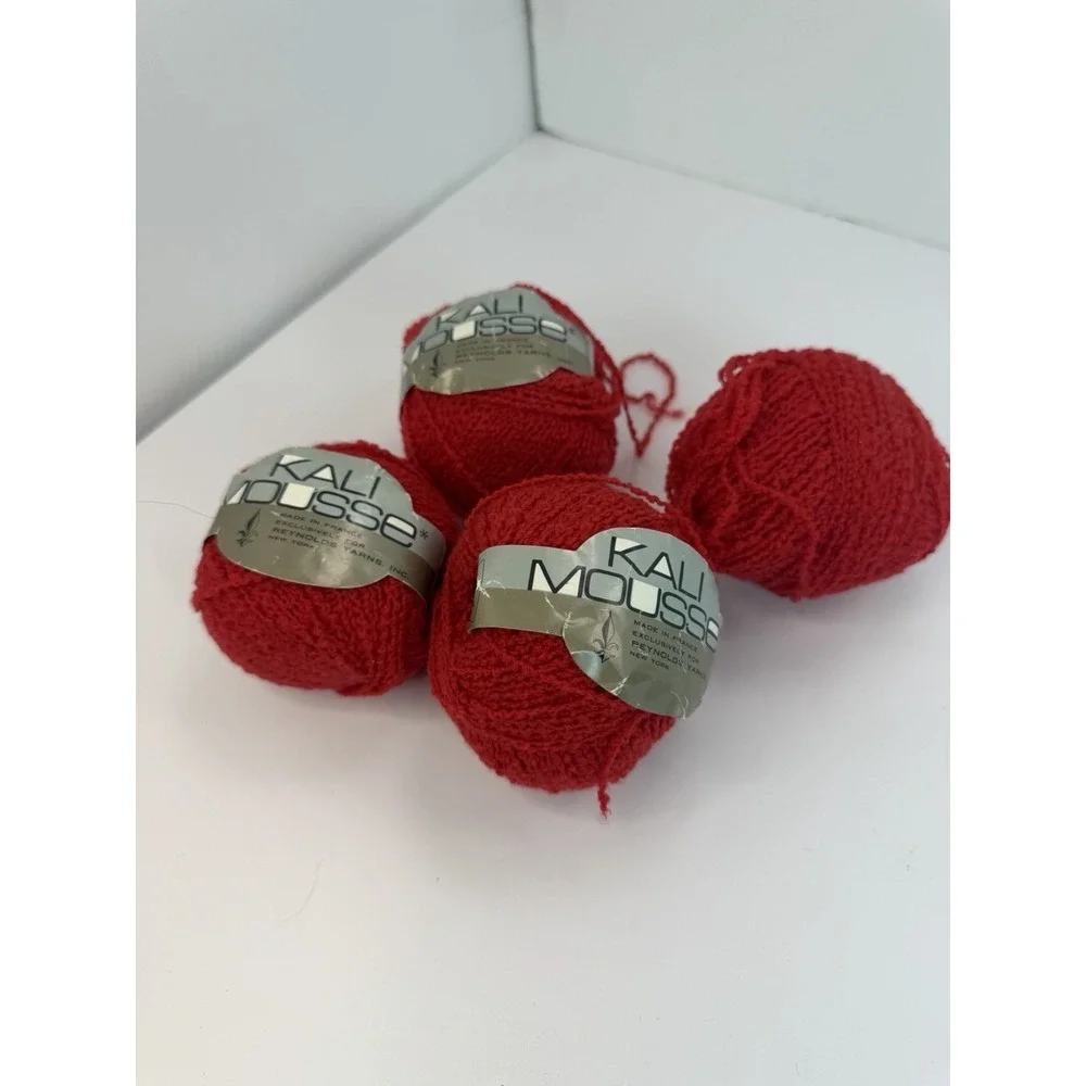 Kali Mousse by REYNOLDS 100% Wool Yarn Lot Of 4 Red